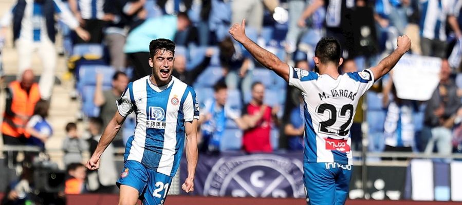 El Espanyol celebra el tanto ante el Mallorca El Espanyol celebra el tanto ante el Mallorca