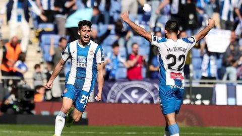 El Espanyol celebra el tanto ante el Mallorca
