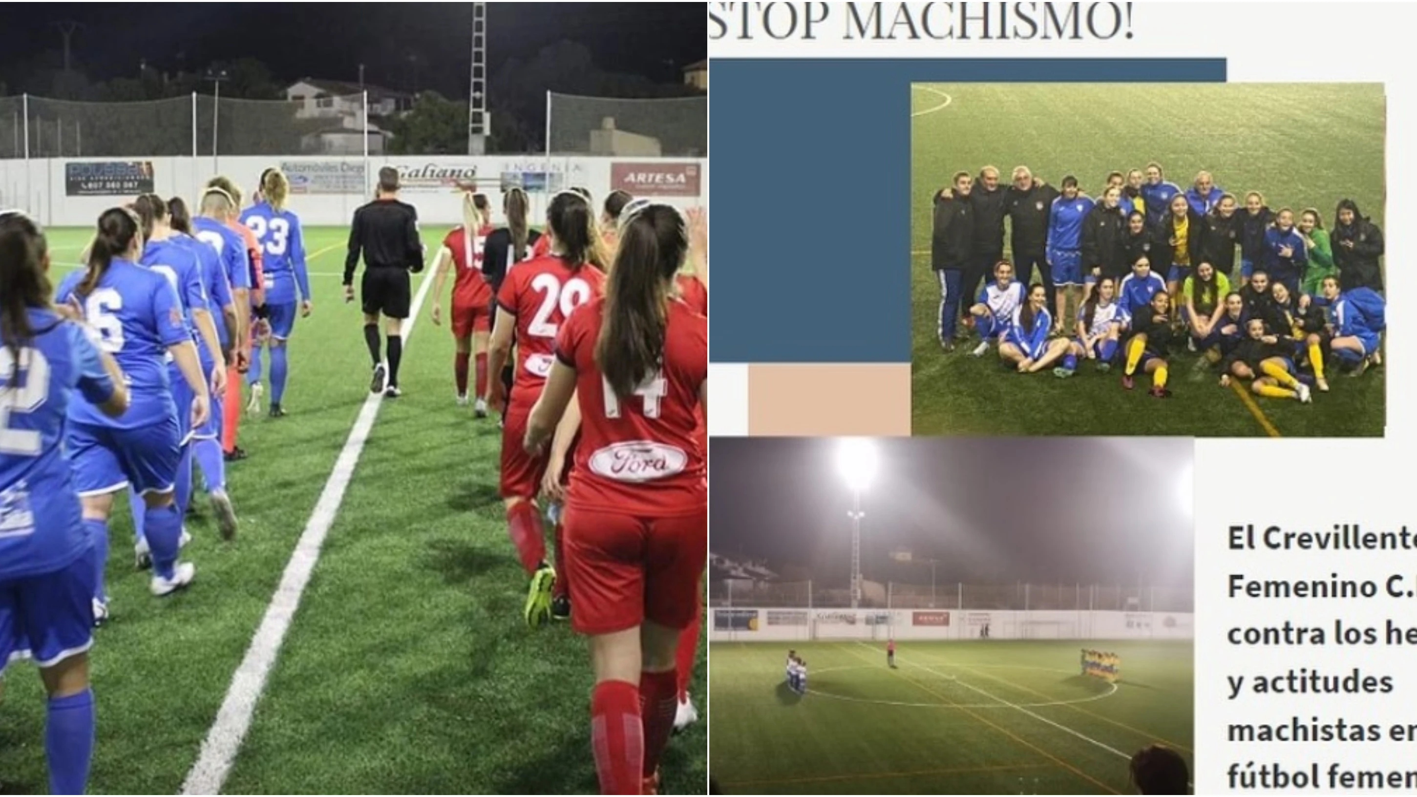 Los jugadores del Crevillente Femenino y el comunicado del club. Los jugadores del Crevillente Femenino y el comunicado del club