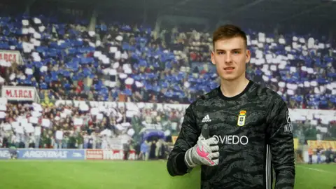 Lunin, portero del Real Oviedo. Lunin, portero del Real Oviedo.