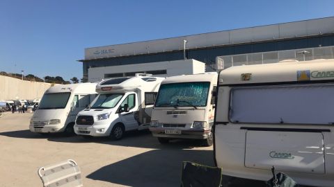 Autocaravanas en el aparcamiento de IFA. 