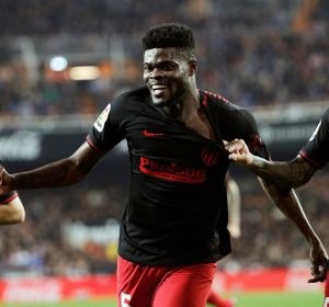 Thomas Partey celebra su gol. Thomas Partey celebra su gol.
