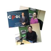 El presidente de la CPOE, Ignacio Carrasco; Gema Manrique, técnico de juventud de Cruz Roja y Juan Jesús Nevares de la plataforma “Impúlsate Rural”, protagonistas en Más de Uno Palencia.