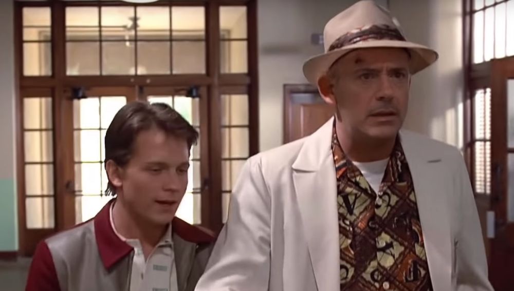 Robert Downey Jr. y Tom Holland como Doc y Marty en 'Regreso al futuro'
