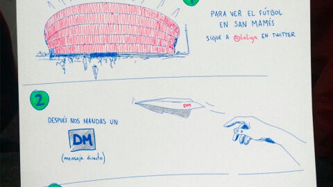 El dibujo de LaLiga para que el joven que dibuj&oacute; a su abuelo las instrucciones para ver el f&uacute;tbol pueda llevarle a San Mam&eacute;s