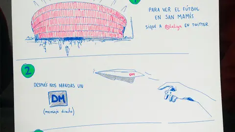 El dibujo de LaLiga para que el joven que dibujó a su abuelo las instrucciones para ver el fútbol pueda llevarle a San Mamés El dibujo de LaLiga para que el joven que dibujó a su abuelo las instrucciones para ver el fútbol pueda llevarle a San Mamés