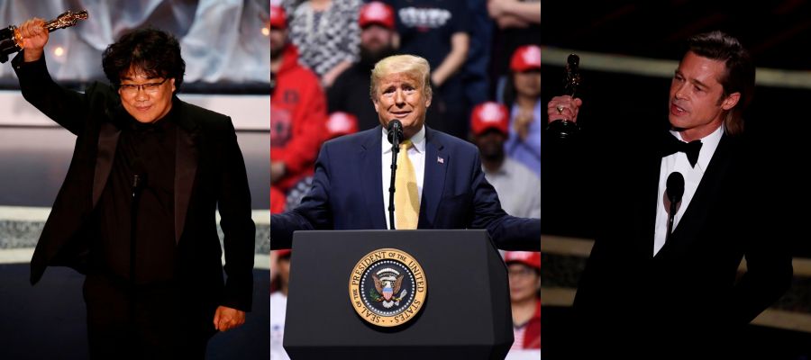 Bong Joon-ho, Donald Trump y Brad Pitt Bong Joon-ho, Donald Trump y Brad Pitt