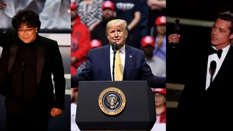Bong Joon-ho, Donald Trump y Brad Pitt Bong Joon-ho, Donald Trump y Brad Pitt