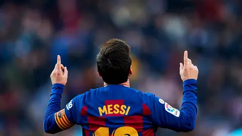 Leo Messi tras marcar un gol con el Barcelona Leo Messi tras marcar un gol con el Barcelona
