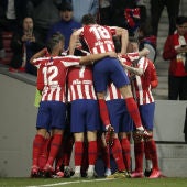 Los jugadores del Atlético celebran un gol ante el Villarreal