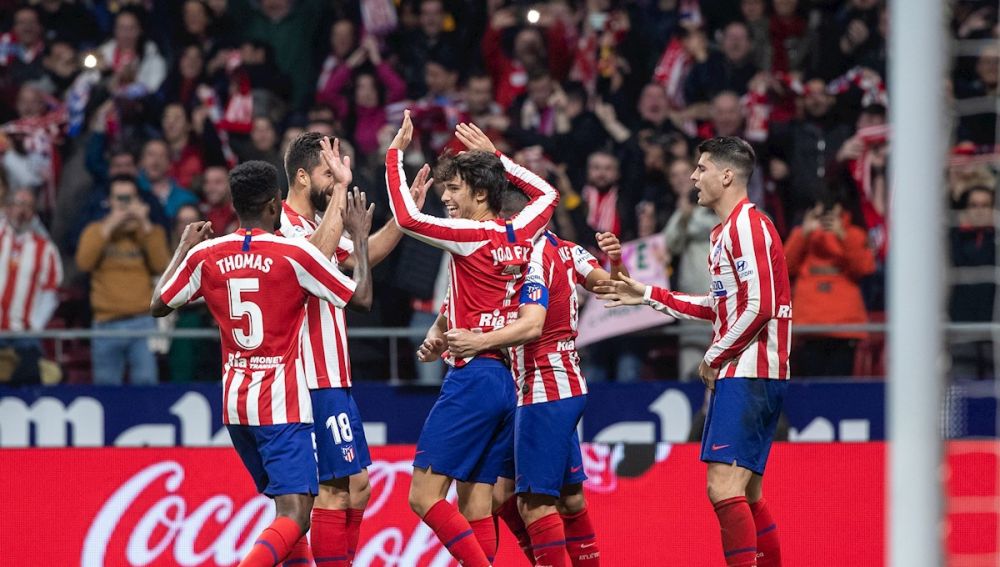 Los jugadores del Atlético de Madrid celebrando un gol
