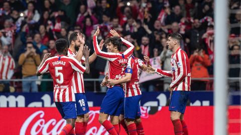 Los jugadores del Atl&eacute;tico de Madrid celebrando un gol