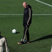Zidane, en Valdebebas, en un entrenamiento del Real Madrid. 