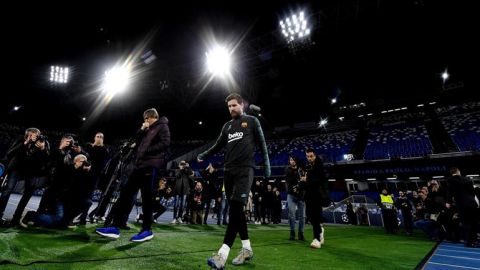 Entrenamiento del Barcelona en N&aacute;poles. 