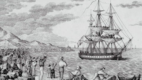 Grabado de un barco