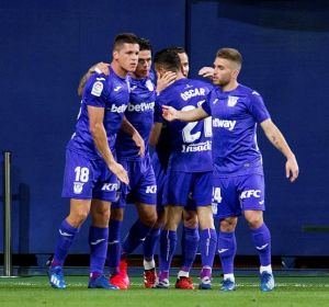 Los jugadores del Leganés celebran el gol de Óscar Rodríguez Los jugadores del Leganés celebran el gol de Óscar Rodríguez