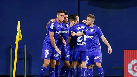 Los jugadores del Leganés celebran el gol de Óscar Rodríguez Los jugadores del Leganés celebran el gol de Óscar Rodríguez
