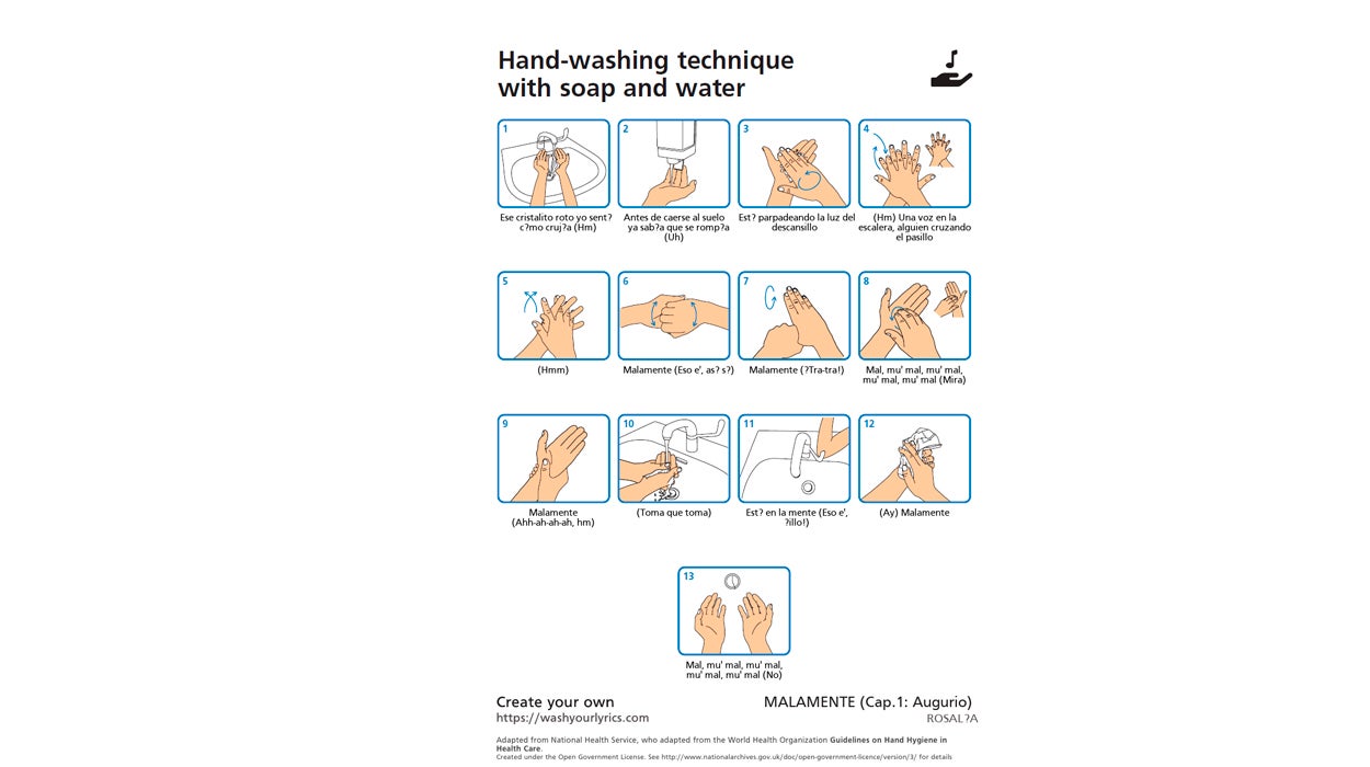 Cómo lavarte correctamente las manos con la letra de tu canción preferida Cómo lavarte correctamente las manos con la letra de tu canción preferida