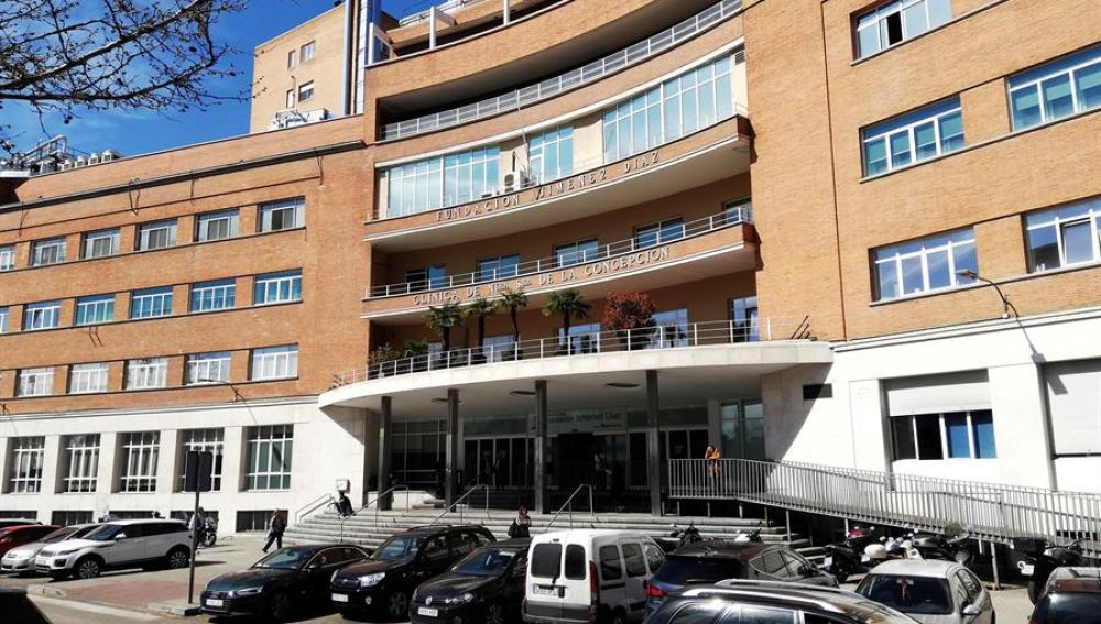 Vista de la entrada del Hospital de Fundación Jiménez Díaz, este miércoles en Madrid