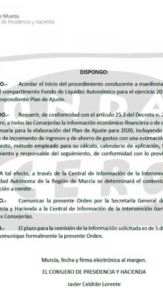 Orden Consejería Hacienda