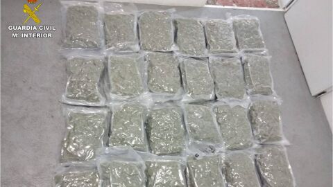 Parte de la marihuana intervenida en Villena.