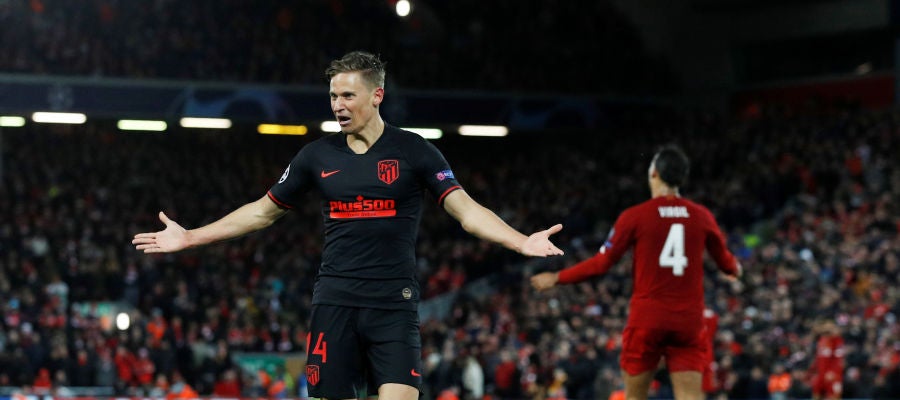 Marcos Llorente celebra su gol con el Atlético Marcos Llorente celebra su gol con el Atlético
