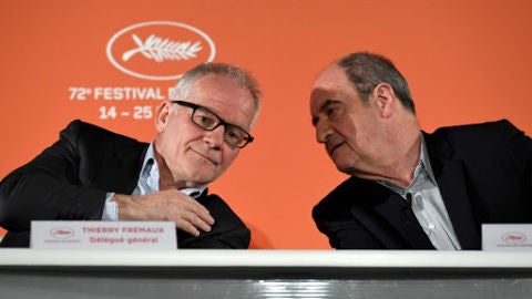 Los m&aacute;ximos dirigentes del Festival de Cannes, durante la presentaci&oacute;n de la edici&oacute;n 2019 de la muestra