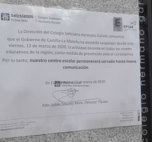 Los colegios e institutos de Ciudad Real cierran desde este viernes Los colegios e institutos de Ciudad Real cierran desde este viernes