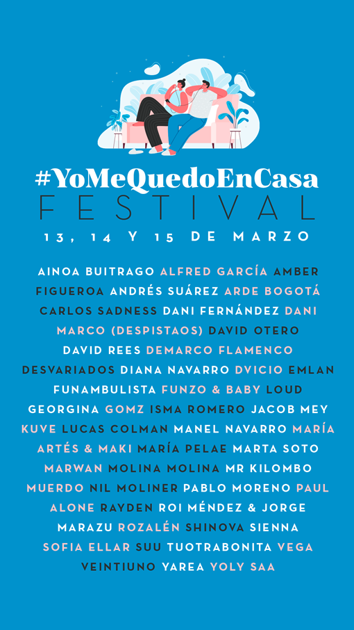 Rozalén, Marwan, Dvicio y más de 40 artistas en el #YoMeQuedoEnCasaFestival para concienciar sobre el coronavirus Rozalén, Marwan, Dvicio y más de 40 artistas en el #YoMeQuedoEnCasaFestival para concienciar sobre el coronavirus