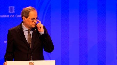 Quim Torra, durante una comparecencia