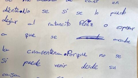 Carta de una ni&ntilde;a sobre el ratoncito P&eacute;rez