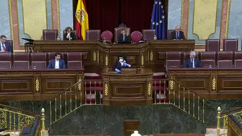 Valentina, la ujier del Congreso que desinfecta la tribuna entre los discursos de los portavoces Valentina, la ujier del Congreso que desinfecta la tribuna entre los discursos de los portavoces