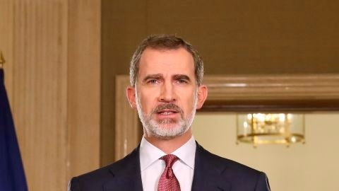 El rey Felipe VI durante su discurso por la crisis sanitaria del coronavirus