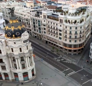 La Gran Vía completamente vacía La Gran Vía completamente vacía