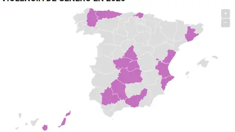 Mapa de la violencia de género en España a 4 de abril de 2020 Mapa de la violencia de género en España a 4 de abril de 2020