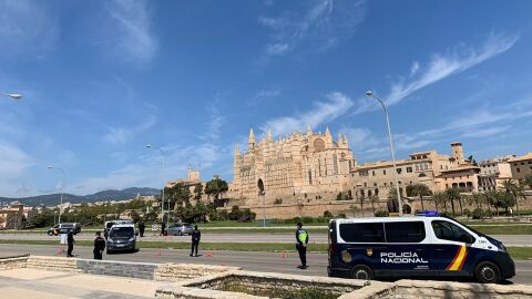 Un control de la Polic&iacute;a Nacional en el Paseo Mar&iacute;timo de Palma.