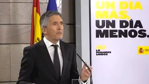 Imagen de archivo de una comparecencia de Grande-Marlaska en Moncloa Comparecencia de Grande-Marlaska en Moncloa