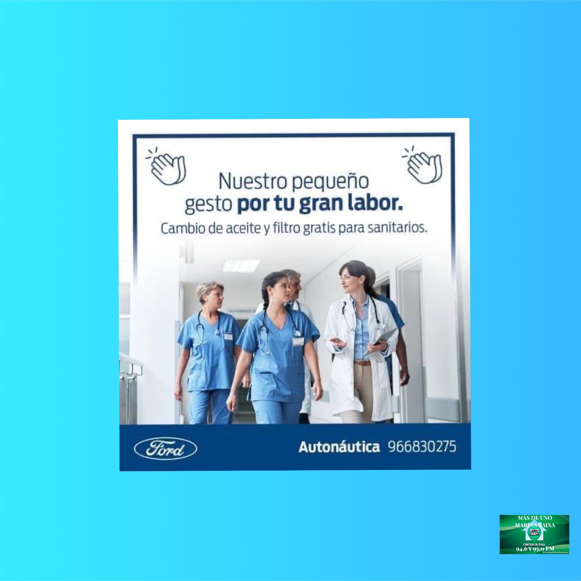 Autonautica Ford apoya a los sanitarios con un cambio gratuito de aceite y filtro. Autonautica Ford apoya a los sanitarios con un cambio gratuito de aceite y filtro.