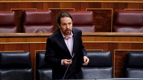 El vicepresidente segundo, Pablo Iglesias, en la sesi&oacute;n de control