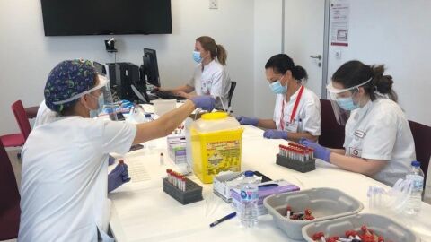 Muestras de los test serol&oacute;gicos realizadas entre el personal del Hospital del Vinalop&oacute; de Elche.