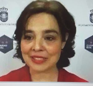 Pilar Zamora, durante la rueda de prensa por videoconferencia Pilar Zamora, durante la rueda de prensa por videoconferencia