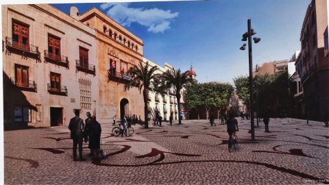 Simulaci&oacute;n de la Plaza de Baix de Elche peatonalizada.