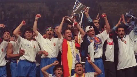 Celebración Recopa 1995 Real Zaragoza ganador de la Recopa