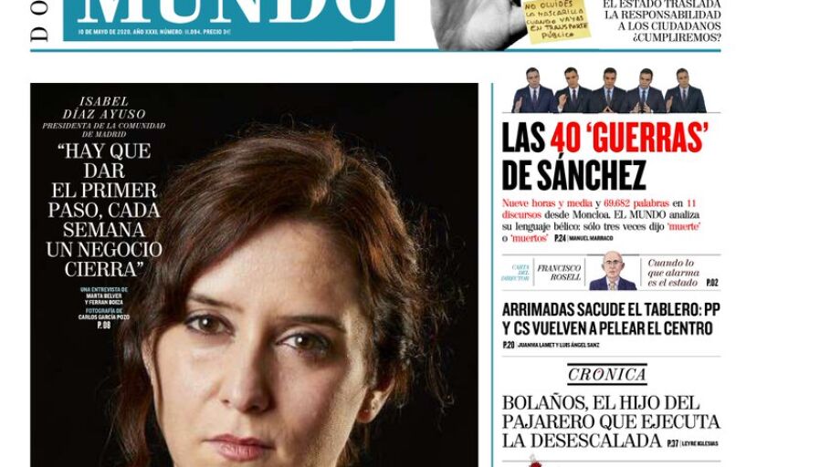 Isabel D&iacute;az Ayuso en la portada de El Mundo