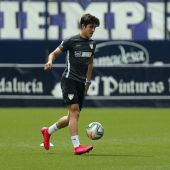 El jugador del Málaga, Julio, en un entrenamiento