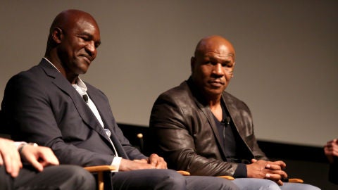  Evander Holyfield y Mike Tyson, en un acto en Nueva York