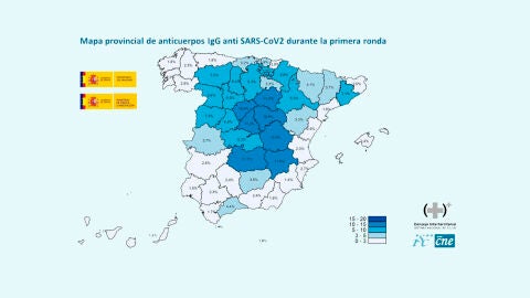 Mapa provincial de anticuerpos IgG anti SARS-CoV2 durante la primera ronda