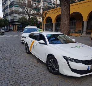 Imagen de una parada de taxis en Sevilla Imagen de una parada de taxis en Sevilla