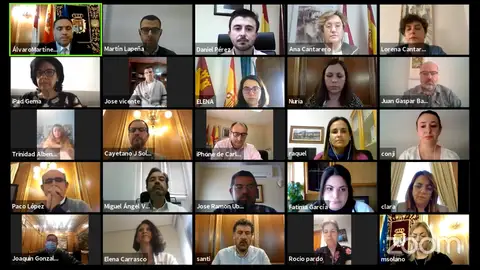El presidente, Álvaro Martínez Chana, y los diputados, durante el minuto de silencio El presidente, Álvaro Martínez Chana, y los diputados, durante el minuto de silencio