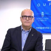 Manuel Baltar, en su mensaje desde la sala de prensa del Pazo Provincia